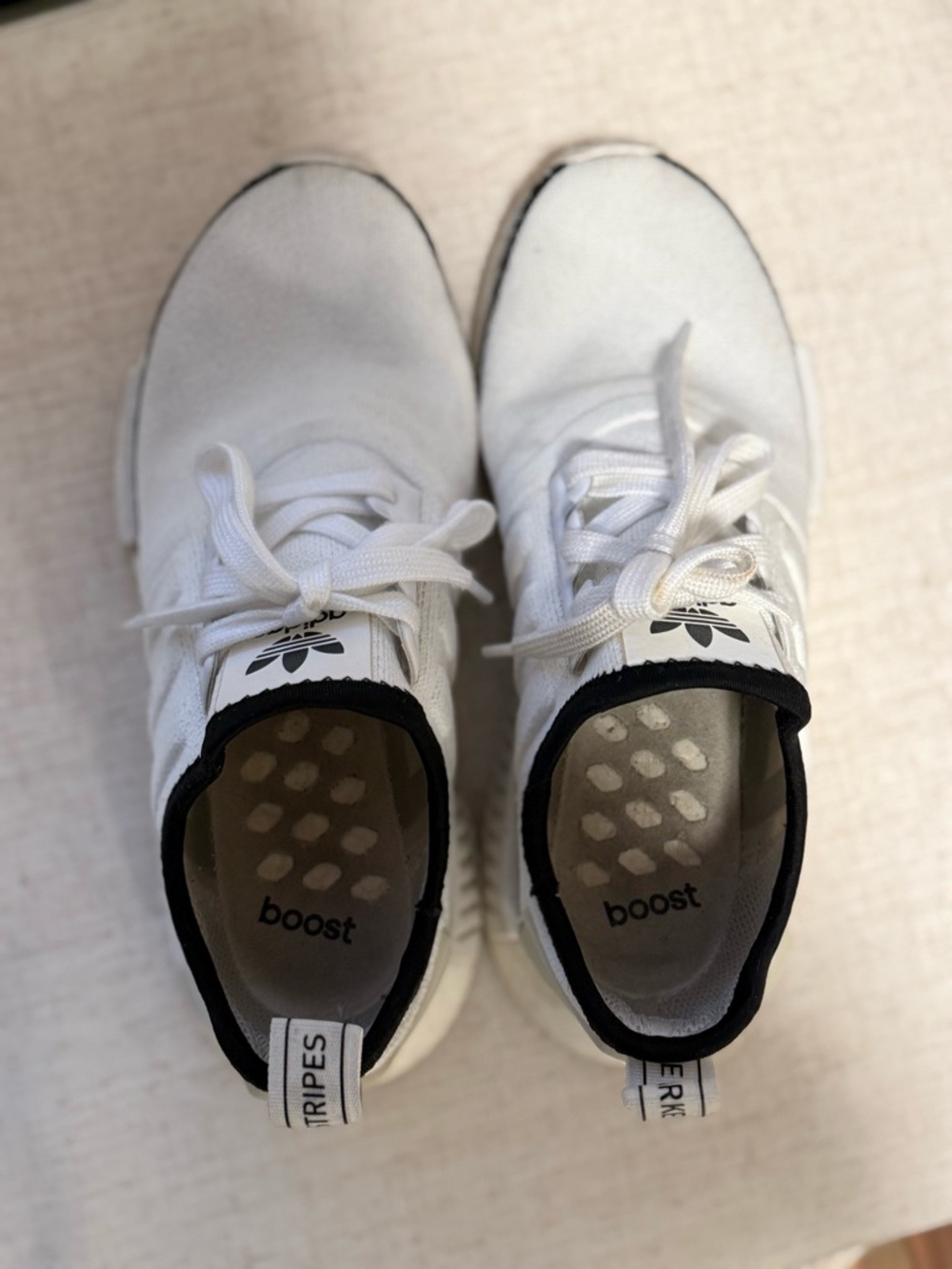 adidas White Sneakers with Black Trim